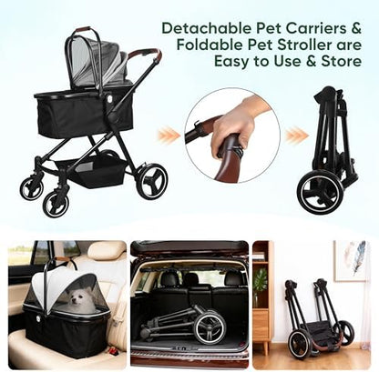 3-in-1 Foldable Pet Stroller for Dogs/Cats