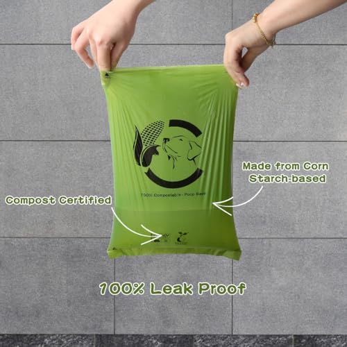 Certified Home Compostable Dog Poop Bags, 270 Plant Based Bags (18 Rolls)