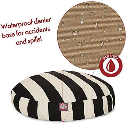 Black Vertical Stripe Large Round Indoor Outdoor Pet Dog Bed With Removable Washable Cover By Majestic Pet Products