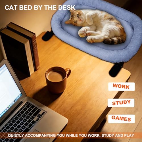 Cat Desk Bed&Cat Hammock for Desk and Bedside,90°Rotating&Height Adjustable