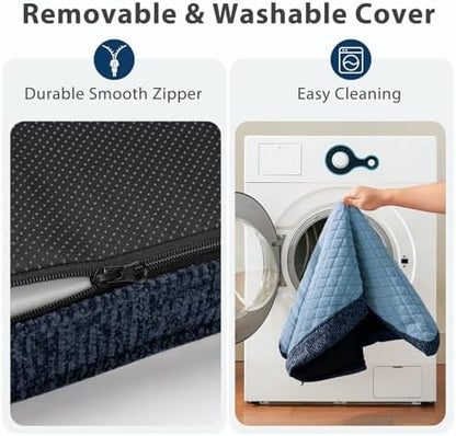 JOEJOY Orthopedic Dog Bed for Large Dogs, Washable Dog Crate Bed Large Sized with Removable Cover, Egg Memory Foam Big Pet Beds, Blue, 35"x22"