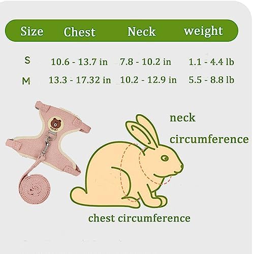 Rabbit Harness and Leash Set 2 Pieces Adjustable Bunny Harness Leash Ferret Harness Guinea Pig Harness Ferret Leash for Small Pets Walking Outdoor (Blue, Small)