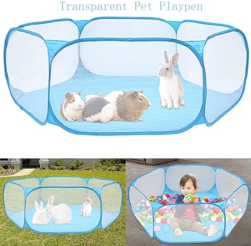 Hamster Foldable Exercise Playpen, Breathable and Transparent Pet Playpen, Indoor/Outdoor Cage Small Animal Fence for Syrian Hamster Rats Chinchillas Rabbit Guinea Pigs Gerbils Hedgehogs Reptiles