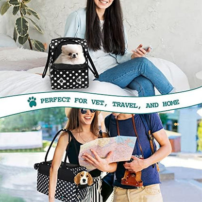 PetAmi Small Dog Purse Carrier with Pockets, Airline Approved, Polka Dot