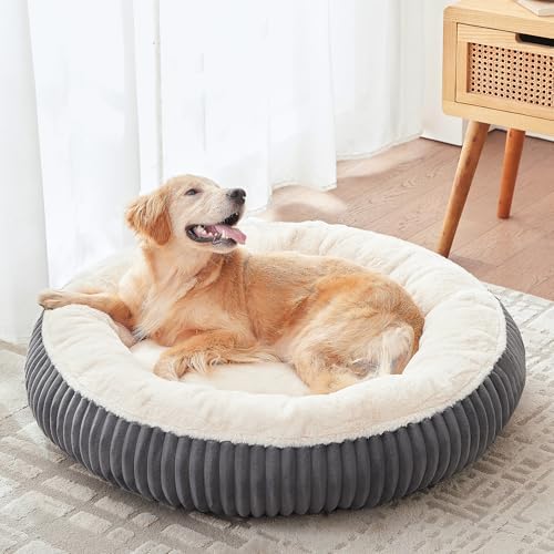 36 inches Calming Donut Dog Bed for Large Dogs,Charcoal