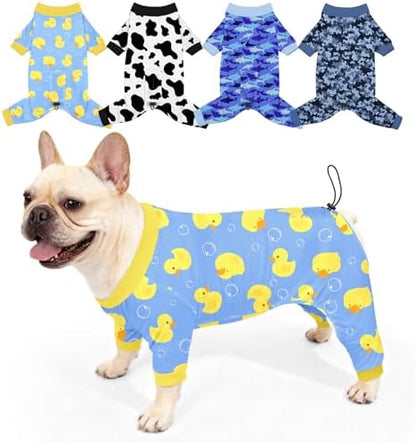 Bienbee Dog Pajamas, 4 Pack Adjustable Onesies for Small to Large Dogs L