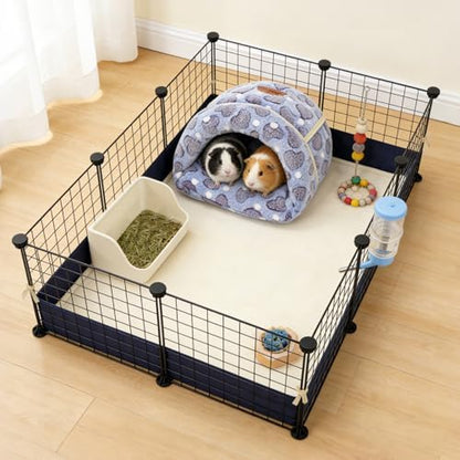 YUEPET Guinea Pig Bed, Warm Fleece Cuddle Cave, Purple Heart