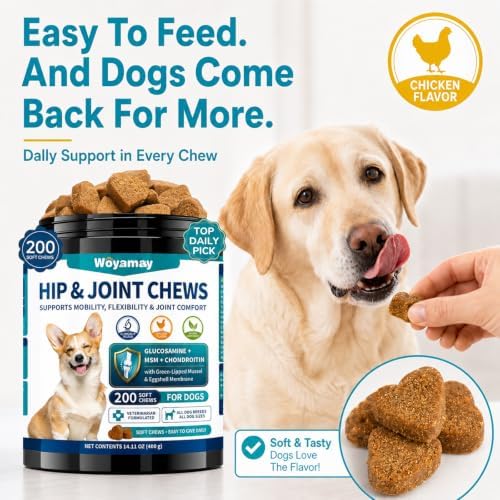 Woyamay Joint Supplement for Dogs, Glucosamine for Dogs,200 Soft Chews