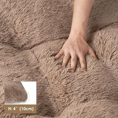 EHEYCIGA Fluffy Dog Crate Bed, Plush XX Large Dog Pillow, Camel