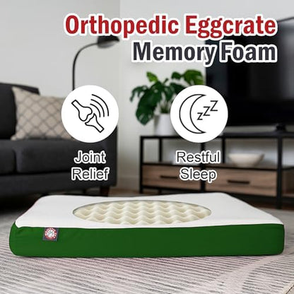 Majestic Pet 48x34x3 Inch Green Orthopedic Memory Foam Rectangle Dog Bed – Large Size Crate Dog Bed for Dogs with Joint Pain, Arthritis – Durable Pet Mattress with Egg Crate Foam, Washable Cover