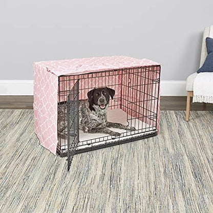 MidWest Homes for Pets Intermediate Dog Crate Cover Featuring Teflon Fabric Protector, Poly-Cotton Privacy Kennel Cover Fits Most 36-Inch Crates, Pink Designer Print, Machine Washable, Reduces Barking