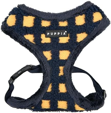 Puppia Stefan Dog Harness Over-The-Head Warm Winter Tumbling Waffle Pattern Adjustable Chest for Small and Medium Dog, Navy, Medium