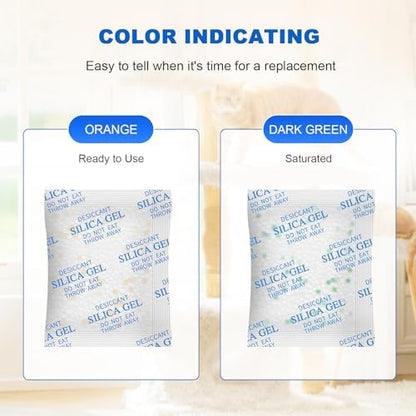 Absorbking Pet Food Desiccant Bag for Most Smart Feeders, 24 Packs Replaced Desiccant Bags with Color Indicating for Automatic Cat Dog Feeder, Desiccant Bag Replacement