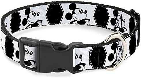 Buckle-Down Mickey Standing Pose Film Strip White/Black Plastic Clip Collar, Narrow Medium/7-13"