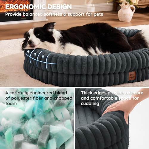 ChiXnuggle Orthopedic Dog Bed, Washable Cover, Faux Fur Bolster Pet Couch