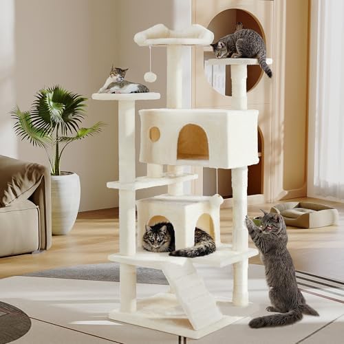 54 Inches Multi-Level Cat Tree Tower, Cat Tree Tower Furniture Activity with Scratching Post, Cats House Play, Toys and Condo for Indoor Kittens, Navy
