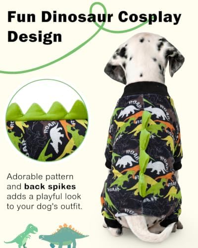 CuteBone Dinosaur Costume Dog Pajamas, Stretchy Spandex Crystal Velvet Sleepwear Coat for Small Dogs, Soft & Warm Pet Outfit Clothes for Cold Weather, Cozy Pullover Design COSP21XS