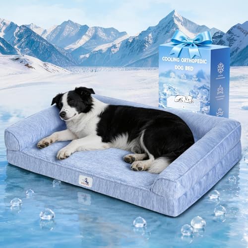 Cooling Dog Bed Orthopedic Medium Size Dogs ＆ Instant Chill ＆Egg Crate Foam