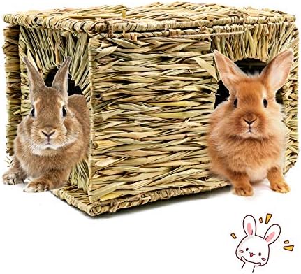 BWOGUE Extra Large Grass House for Rabbits, Crafted Natural Grass Hideaway