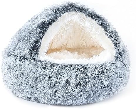 NOYAL Hooded Donut Bed, Calming Cave for Cats & Small Dogs