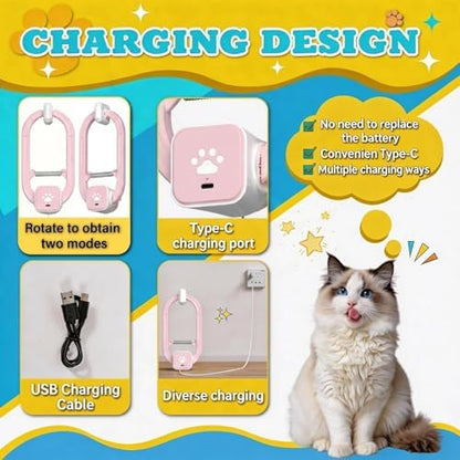 Interactive Cat Toy, Electric Cat Teaser, Door Clip, 2 Motion Modes,Pink
