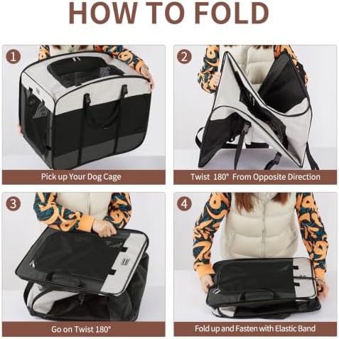 DONORO Dog Kennels and Crates for Medium Dogs, Portable Pop Up Indoor Pet Cage with Sturdy Wire Frame, Collapsible Travel Crate Soft Sided Cat Bag Escape Proof (Gray, 32.0" L x 21.0" W x 26.0" H)