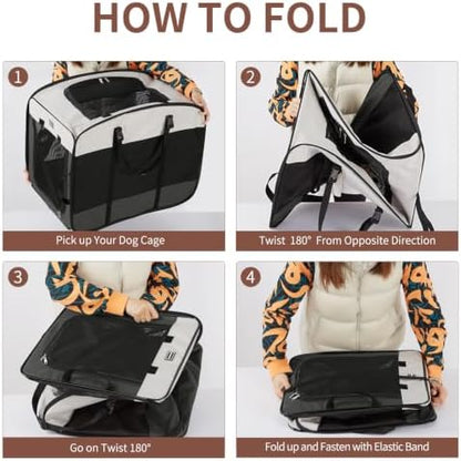 DONORO Dog Kennels and Crates for Medium Dogs, Portable Pop Up Indoor Pet Cage with Sturdy Wire Frame, Collapsible Travel Crate Soft Sided Cat Bag Escape Proof (Gray, 32.0" L x 21.0" W x 26.0" H)
