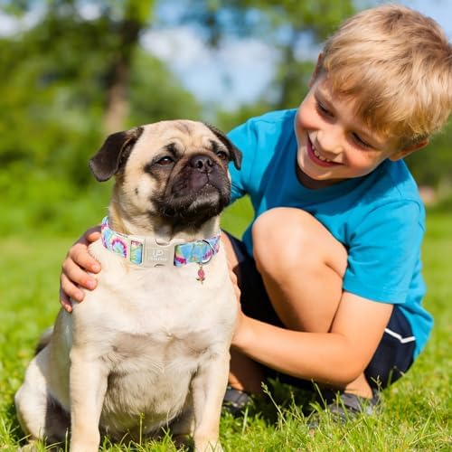 Summer Dog Collar, Personalized Cotton Dog Collar with Quick Release, Summer Tie-dye Collars for Small Medium Large Boys Dogs, Cute Durable Comfortable Pet Collars