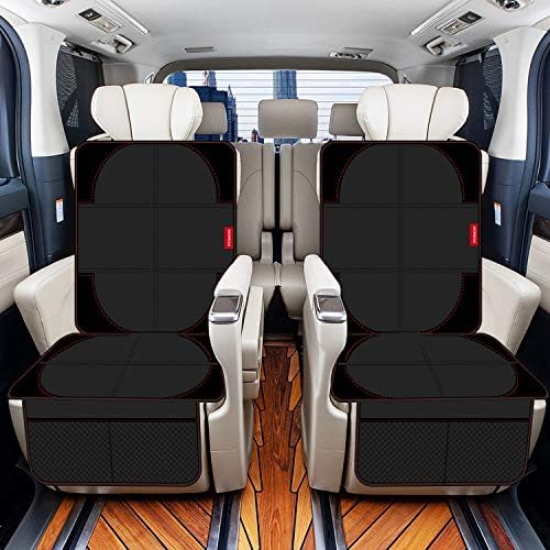 MORROLS Car Seat Protector, 2 Pack Carseat Protector with Thick Padding, Baby/Pets for Child Car Seat-Mesh Pockets-Waterproof-Universal Size(Black)