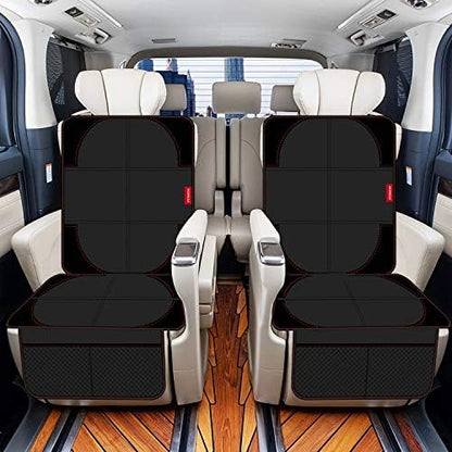 MORROLS Car Seat Protector, 2 Pack Carseat Protector with Thick Padding, Baby/Pets for Child Car Seat-Mesh Pockets-Waterproof-Universal Size(Black)