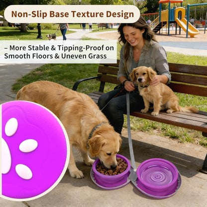 2-in-1 Collapsible Dog Travel Bowl Portable Silicone Carabiner
