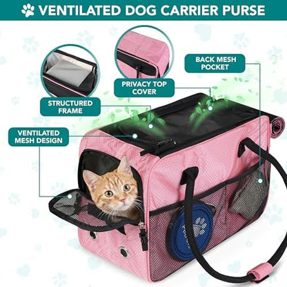 PetAmi Small Dog Purse Carrier with Pockets, Airline Approved, Pink