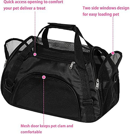 MuchL Pet Carrier Soft-Sided Carriers for Cat Carriers Dog Carrier for Small Medium Cats Dogs Puppies Pet Carrier Airline Approved Cat Dog Pet Travel Carrier (Medium,Black)