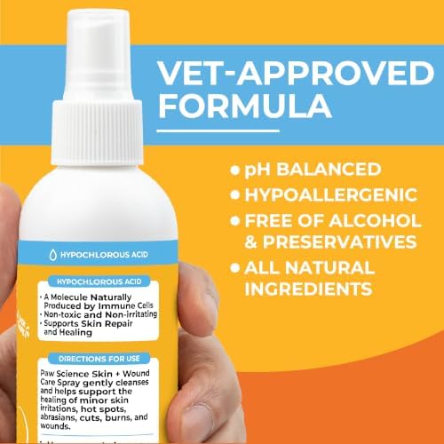 Paw Science Skin & Wound Care Spray for Dogs & Cats – Lick-Safe Antiseptic Healing Aid, Itch Relief & Skin Repair Treatment for Hot Spots, Rashes, Cuts, Burns, & Irritation