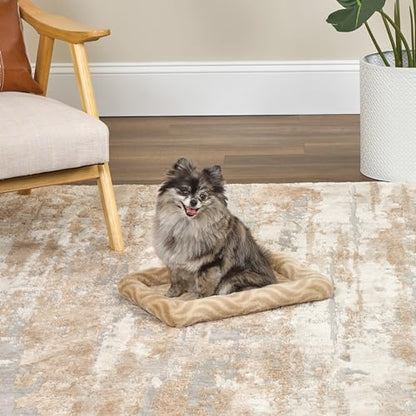 MidWest Homes for Pets QuiteTime Deluxe Wave Bolster Bed for Tiny Dogs; Easily Machine Wash and Dry; Tan; 18"; 40218-WVTN