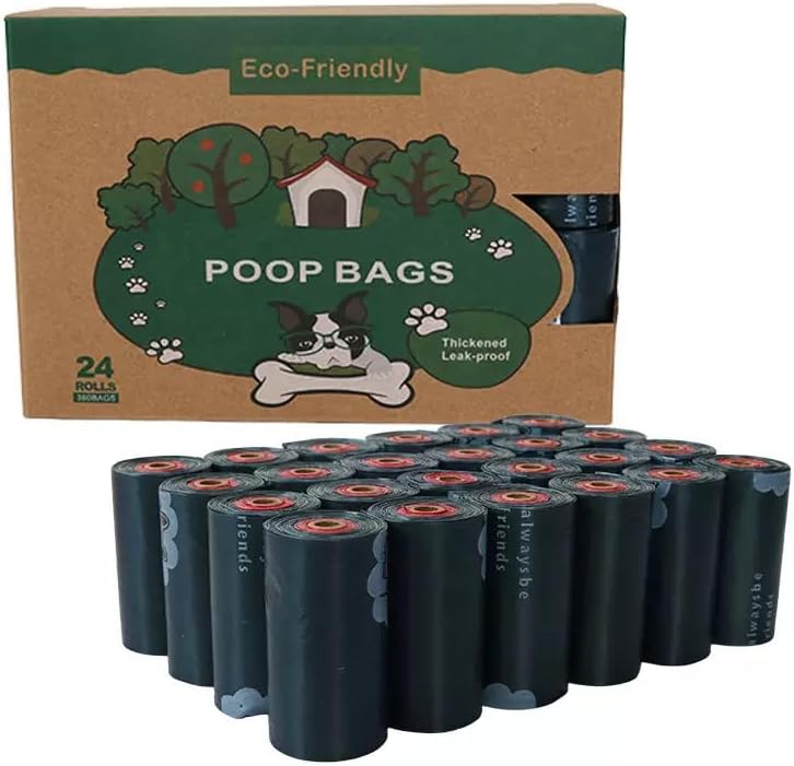 Eco-friendly Dog Poop Bags, 360 Leak-Proof Waste Bags (24 Rolls x 15 Bags) with Red End-of-Roll Indicator, Thick, Durable & Unscented Pet Waste Bags - Scarab Alley