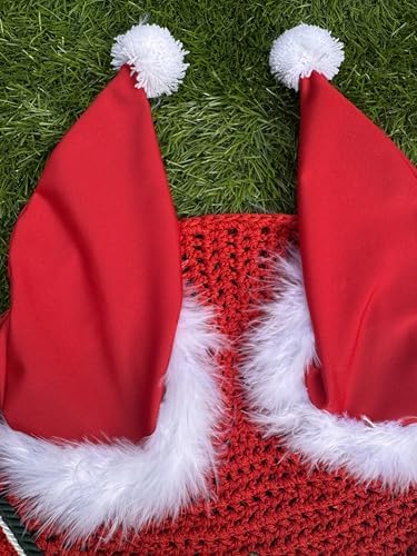 Horse Ear Bonnet Santa Claus Double Hats Fly Hood Ear Net Fly Veil Gift for A Christmas Equestrian Tack Equine (Printing, X-Large/X-Full)