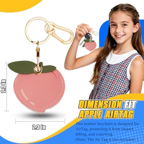 Leather Keychain Holder Case for AirTag, Cute Protective Cover for Apple Airtag KeyChain, GPS Tracker Item Finder