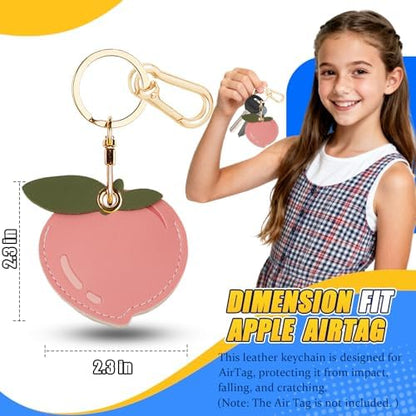 Leather Keychain Holder Case for AirTag, Cute Protective Cover for Apple Airtag KeyChain, GPS Tracker Item Finder