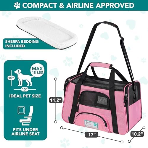 PetAmi Airline Approved Pet Carrier for Cats & Small Dogs, Small, Pink