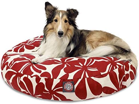Red Plantation Medium Round Indoor Outdoor Pet Dog Bed With Removable Washable Cover By Majestic Pet Products
