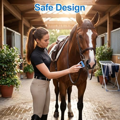Prasacco 6 Pcs Horse Clippers Grooming Razor, Disposable Horse Shaver ABS+Stainless Steel Razors for Horses & Pet Grooming (White & Blue, 2.28 x 1.81 in)