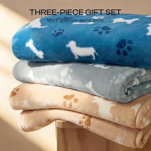 Luciphia Dog Blanket 3 Pack, Soft Cozy Fleece Throw for Puppy Cat,30"x20"