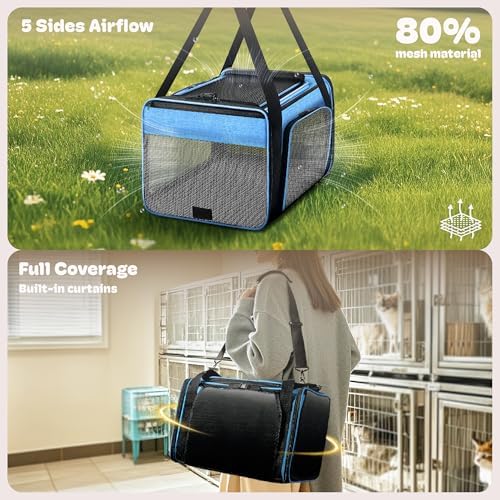 Top and 2 Sides Expandable Pet Carrier 17x11x9.5 TSA Airline Approved
