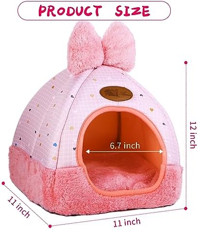 Bunny Bed Hideout House Cage Accessory for Rabbit Guinea Pig Hamster Cozy and Warm Rabbit Bed with Cute Bowknot Design