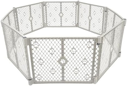 MyPet 8-Panel Paws Petyard, Gray Dog Playpen, Durable & UV-Resistant Puppy Playpen, Indoor/Outdoor Portable Dog Pen, Adjustable for Your Pet's Comfort, Friendly Design for Happy Pets