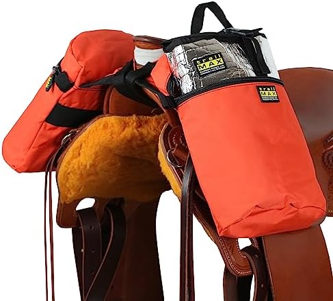 TrailMax Horse Horn Bags for Trail Riding – Medium & Large Western Saddle Horn Bags for Horses & Mules, Insulated Trail Gear with Secure Fit & Grab-and-Go Liners, Large, Orange