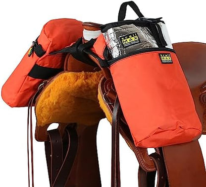 TrailMax Horse Horn Bags for Trail Riding – Medium & Large Western Saddle Horn Bags for Horses & Mules, Insulated Trail Gear with Secure Fit & Grab-and-Go Liners, Large, Orange