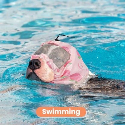 Nanaki Dog Shower Cap-Ear Protection for Bath, Adjustable Grooming Ear Cover, Waterproof Shower Caps for Dogs Hat, Reusable Pet Shower Caps for Bathing Grooming Swimming Drawstring Can be Trimmed