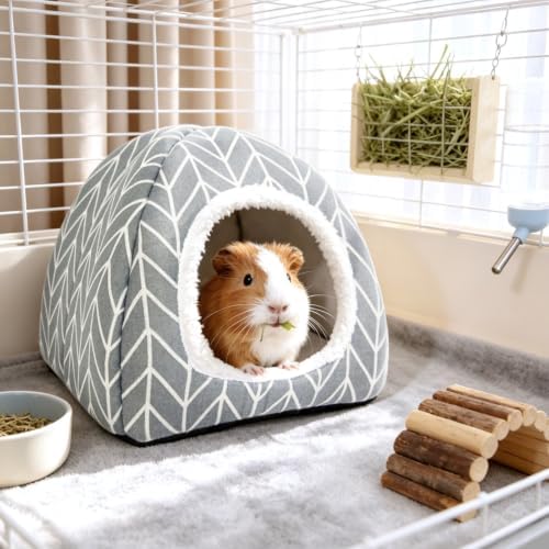 2 Pack Guinea Pig Hideout Bed, Dwarf Rabbit House Cave
